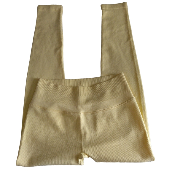 Spiritual Gangster M/L Ribbed Pastel Yellow Leggings - Picture 2 of 16